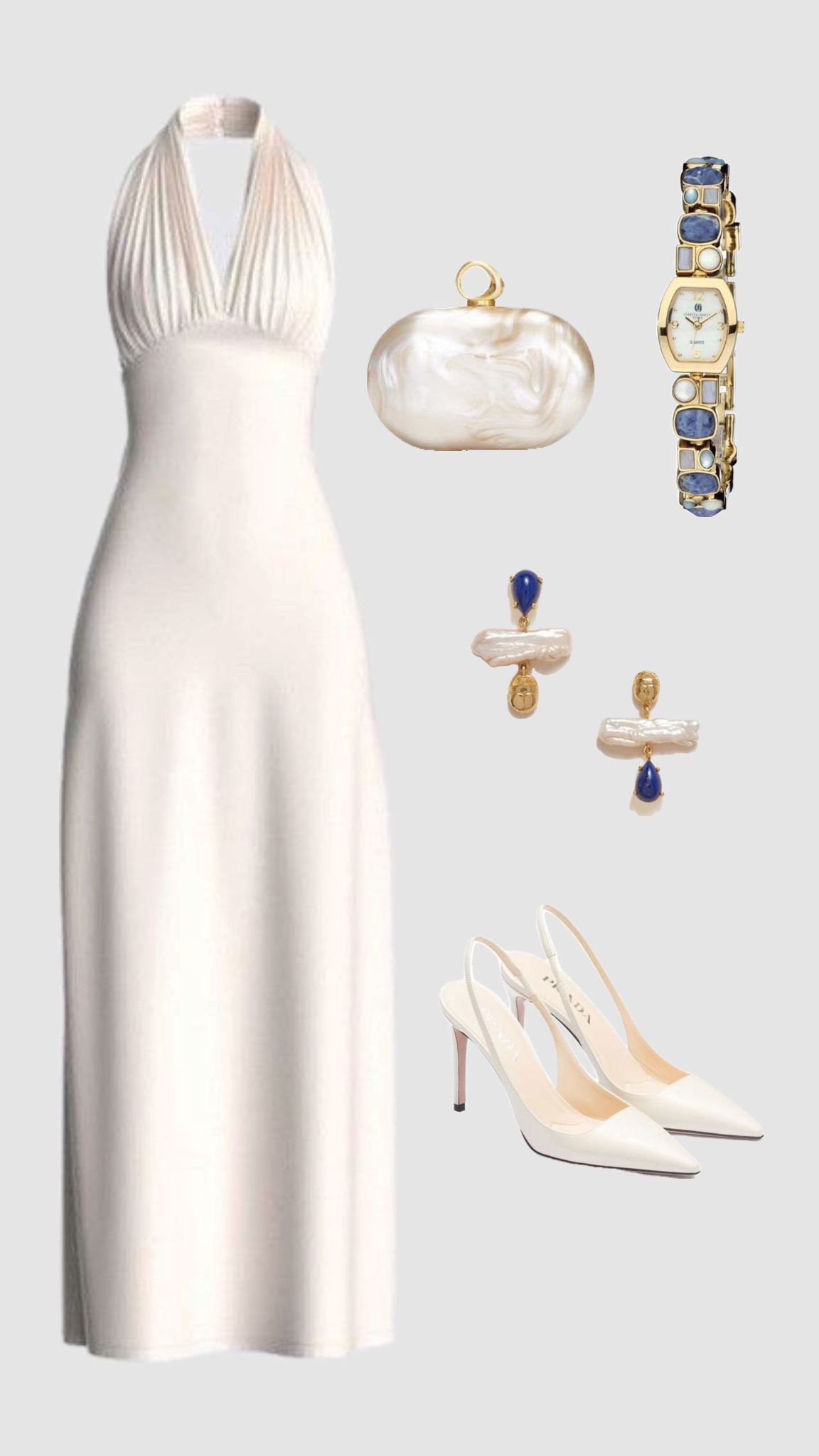 Elegant Ivory Halter Neck Sheath Long Party Dress Formal Evening Dress, HZ0319