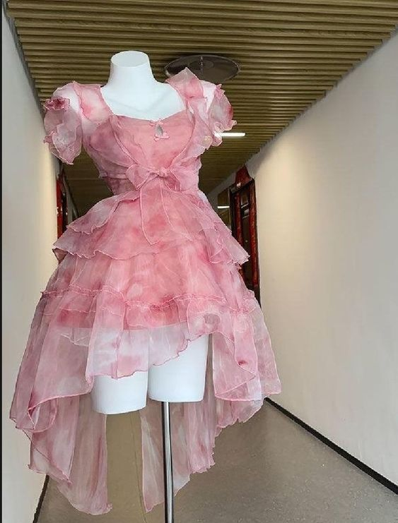 Sweet Pink Tulle Layered Homecoming Dress Cute Short Prom Dress cc1721
