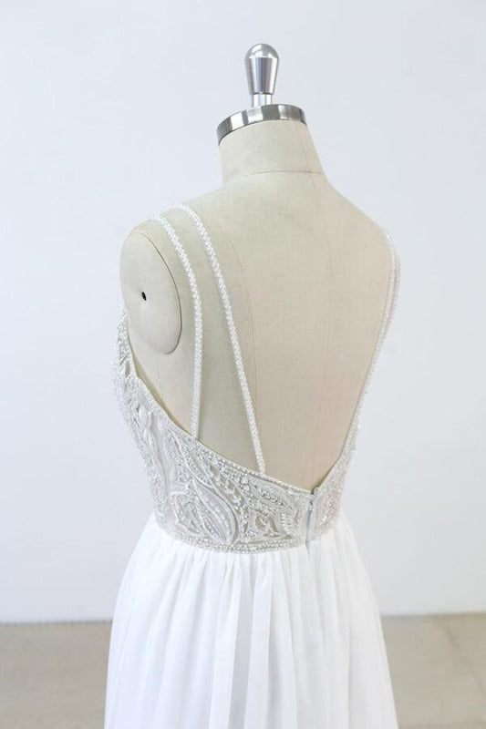 Elegant Beading Chiffon A-line Wedding Dress