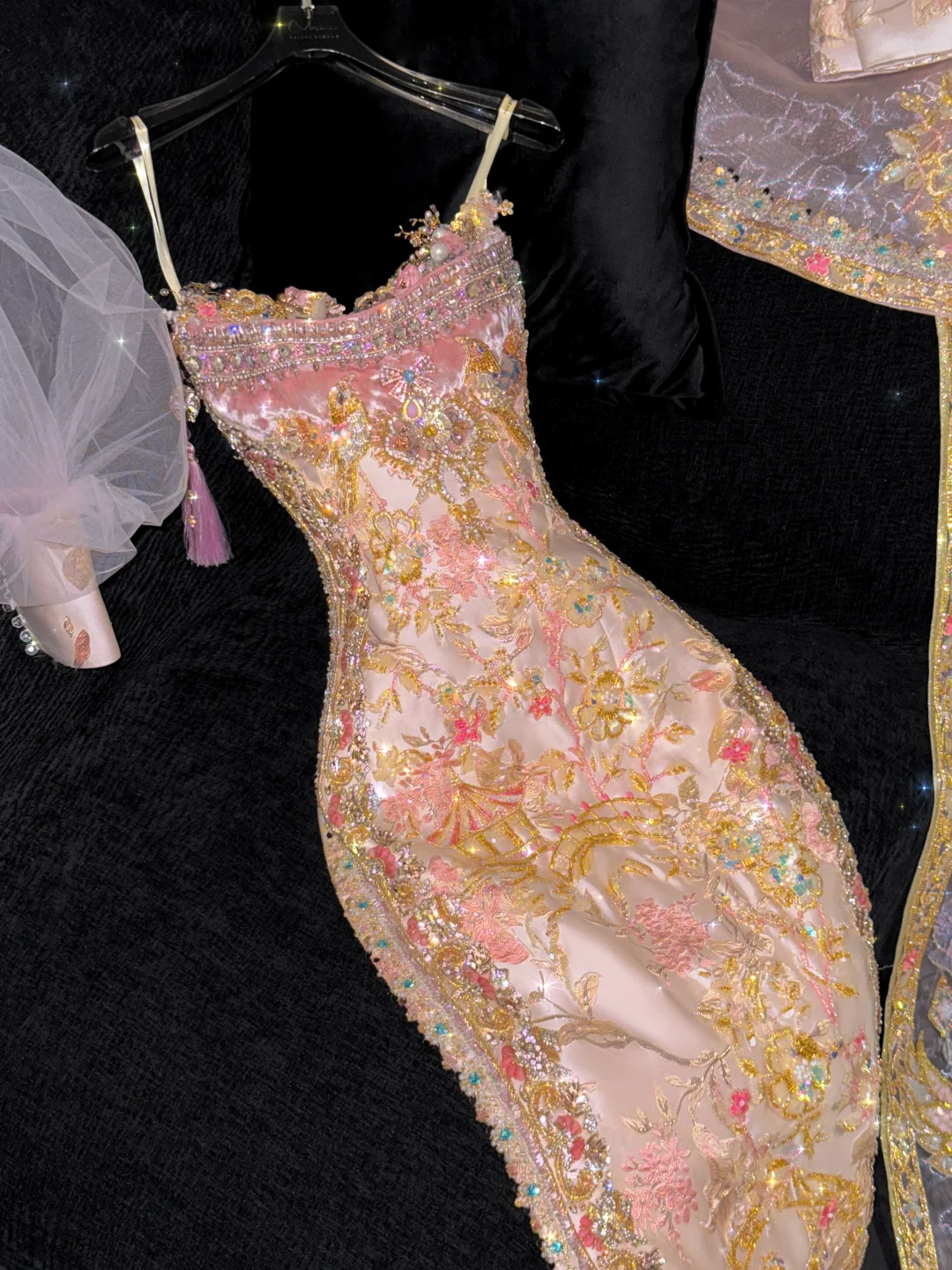 Gorgeous Sparkling Beaded Sequin Exquisite Embroidery Mermaid Design Evening Dress Prom Dresses Outfit HZ1024