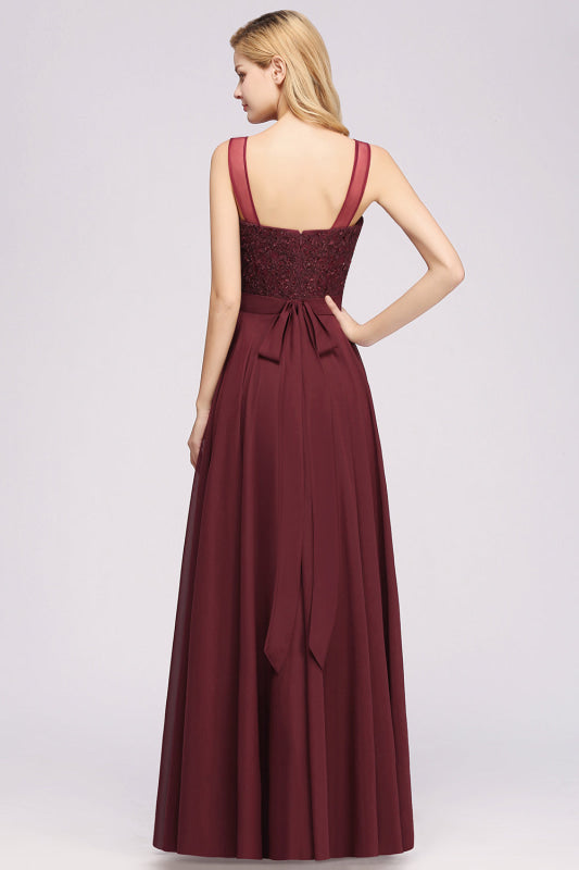 Gorgeous Jewel Neck Pink Bridesmaid Dress with Beadings