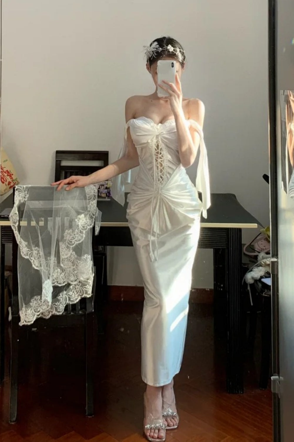 White Fishbone Dress Long Elegant Prom Dress Graduation Dress Formal Dress gh6630