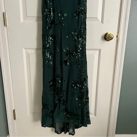 Beautiful Dark Green Mermaid V-Neck Cross-Strap Sequined Long Prom Dress Evening Dress cc5096
