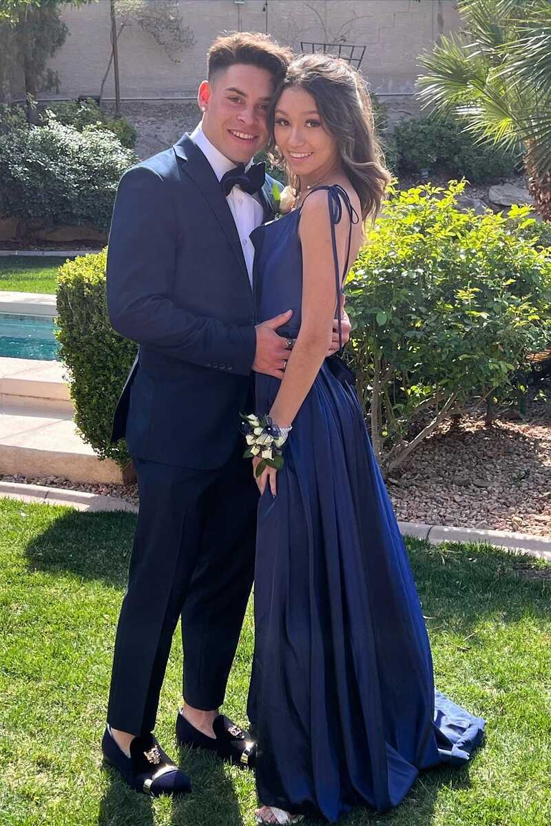 Green A-line Cowl Neck Long Formal Dress