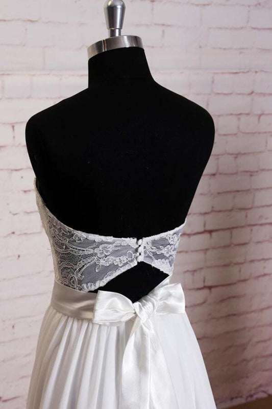 Strapless Lace Chiffon A-line Wedding Dress