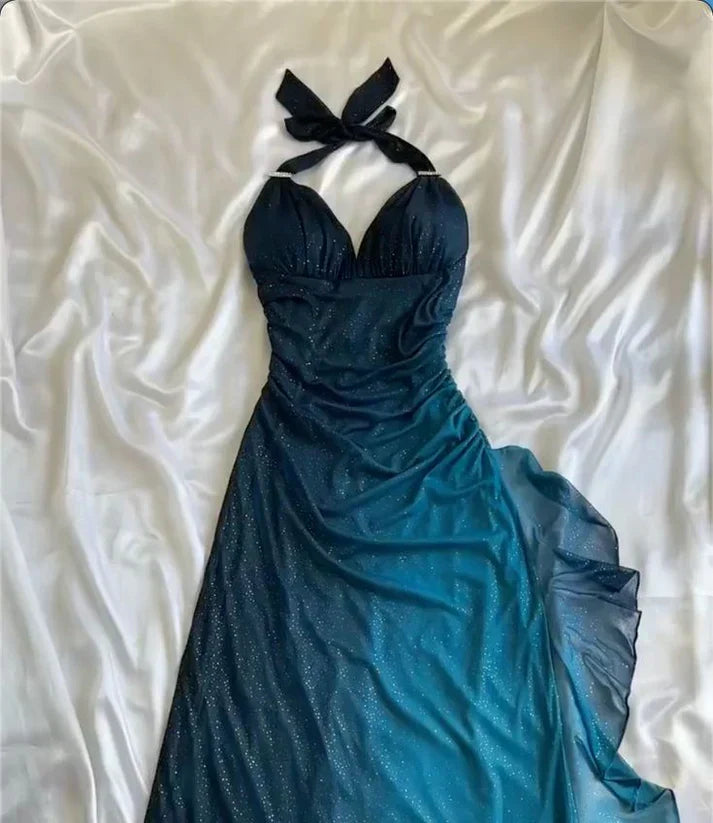 Gorgeous Shiny Beaded Sweetheart Halter-neck Long Sheath Prom Dress Party Dress Evening Dress HZ1024