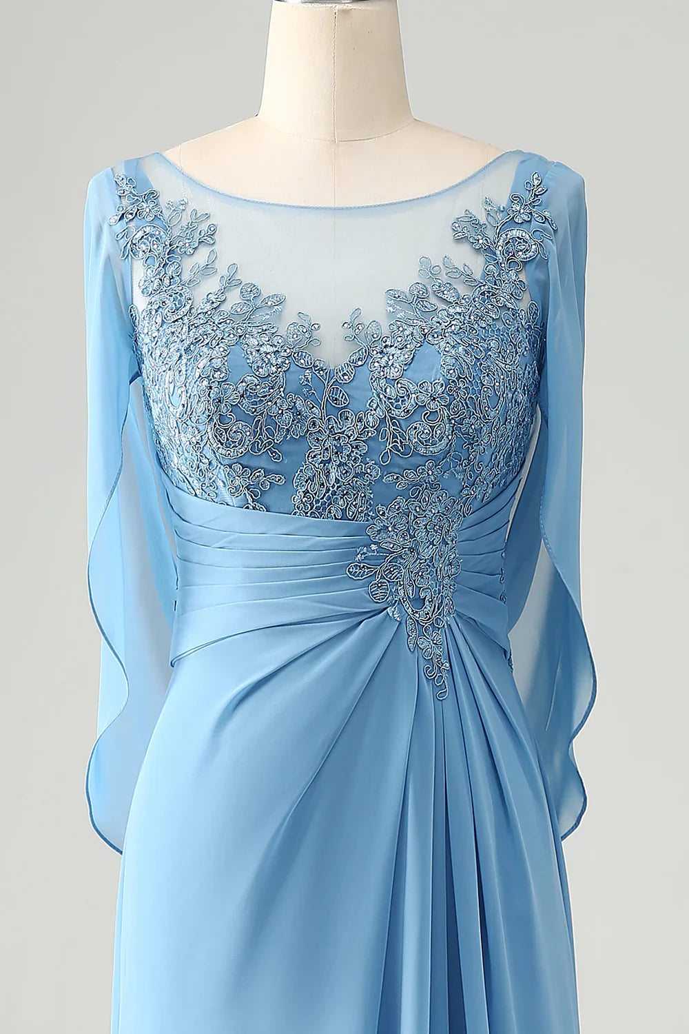 Mermaid Beaded Appliques Mother of Bride Dress with Shawl