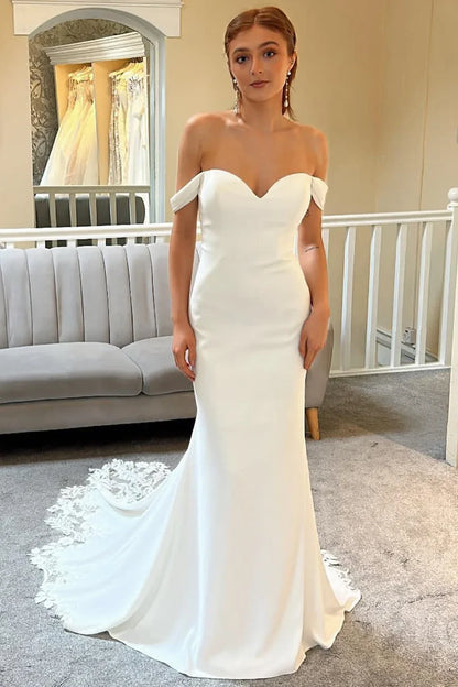 Off-the-Shoulder Mermaid Long Bridal Gown