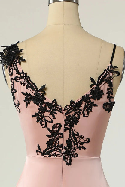 Tight V-neck black nude knee length party dress