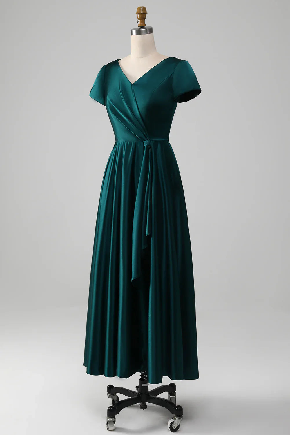 A-line V-neck Satin Mother of the Bride Dress