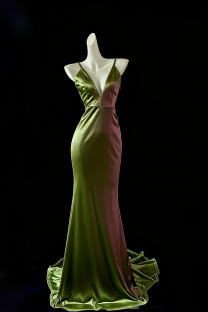 White Mermaid Elegant Long Satin Ball Gown Evening Dress Party Dress gh4474