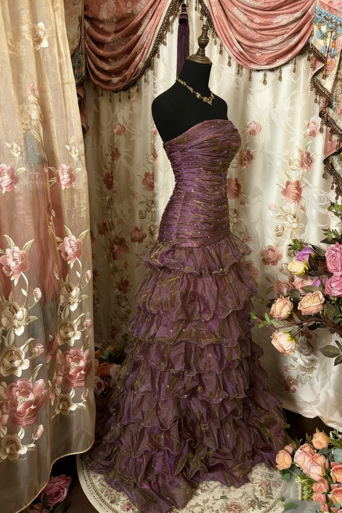 Classy Mermaid Strapless Ruffles Long Evening Dress Prom Dresses