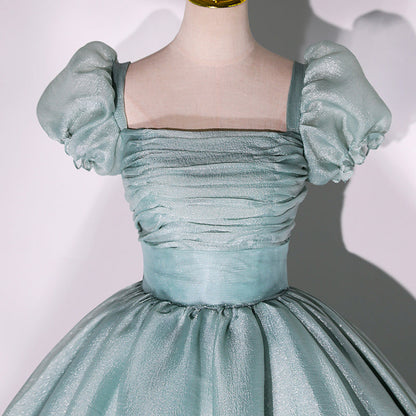Green tulle long ball gown dress A line formal gown  10348