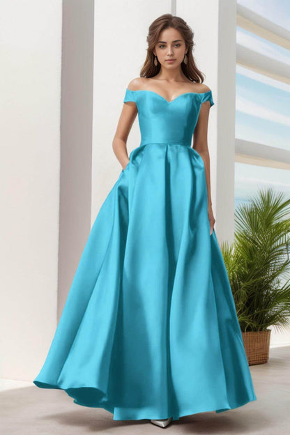 A-Line Floor Length Satin Prom Dress CS0408