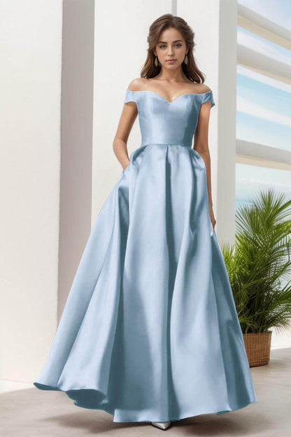 A-Line Floor Length Satin Prom Dress CS0408