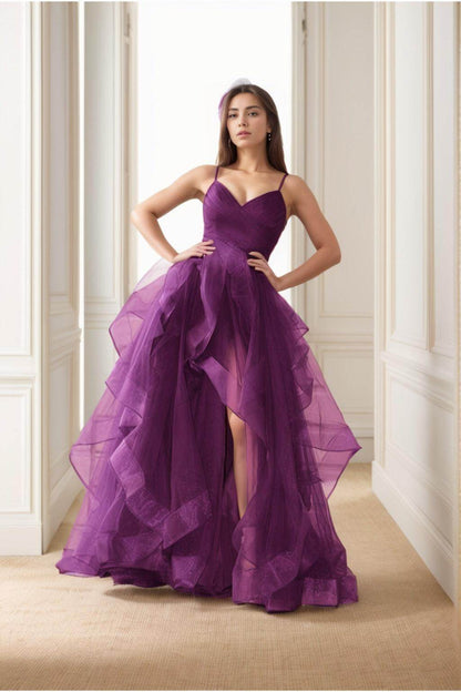 A-Line Floor-Length Tulle Prom Dress CS0412