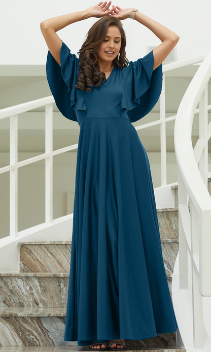 A-line V-Neck Elegant formal dresses Bridesmaid Dresses evening gown Prom Dress