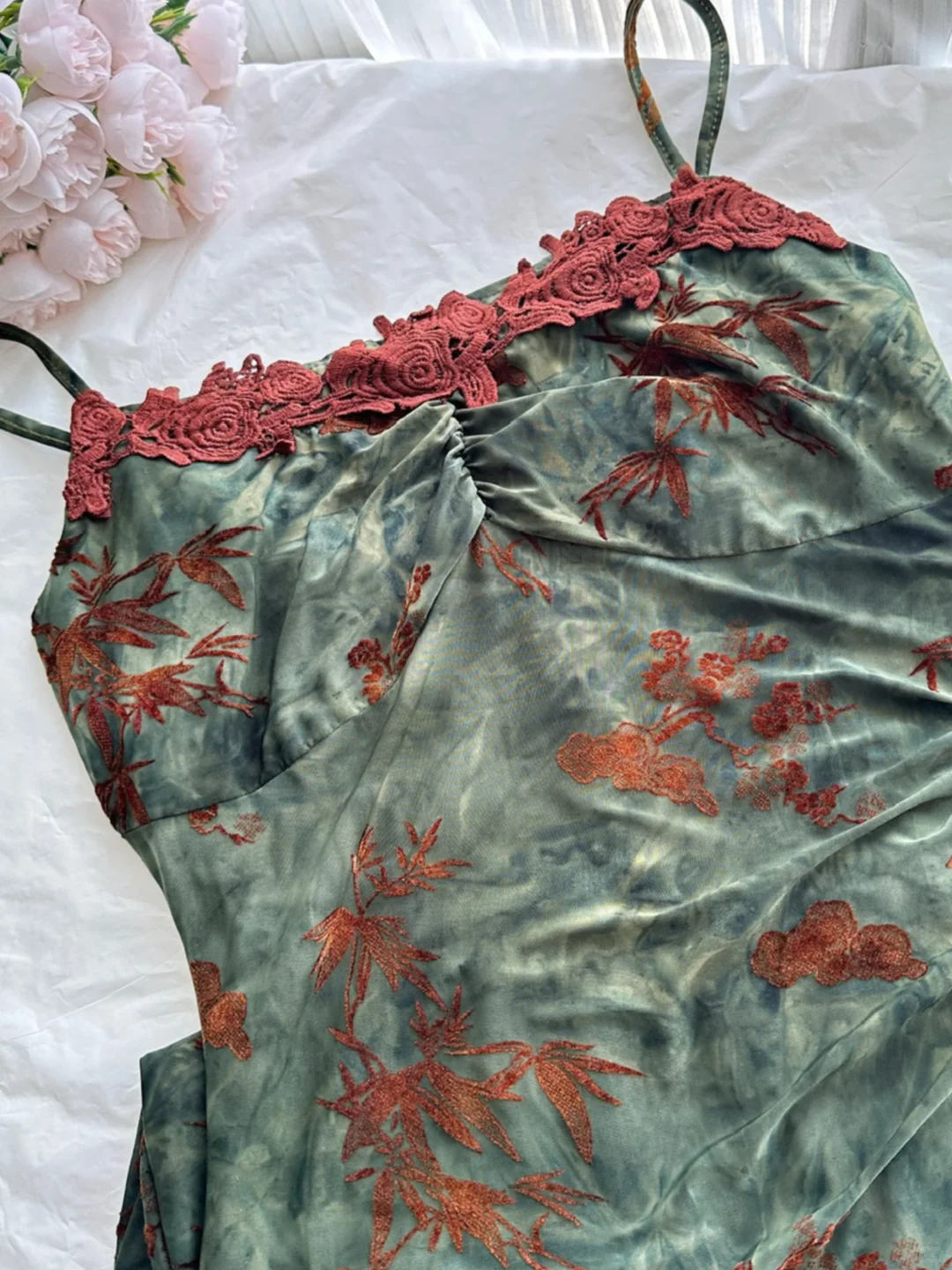 Vintage Embroidery Sheath Prom Floral Applique Evening Gown Spaghetti Strap Party Dress Ankle Length Formal Dress HZ1024