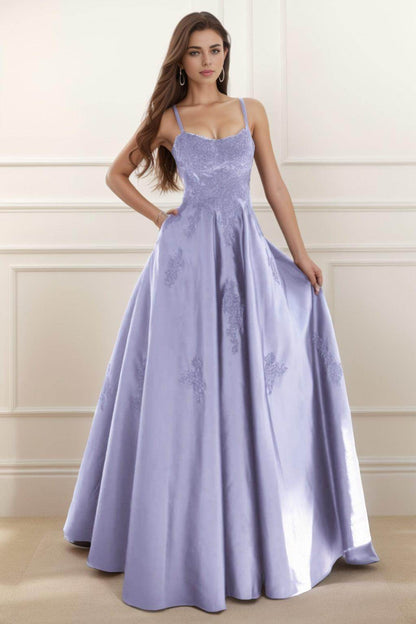 A-Line Floor Length Satin Prom Dress CS0458