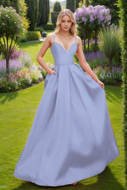 A-Line Floor Length Satin Prom Dress CS0451