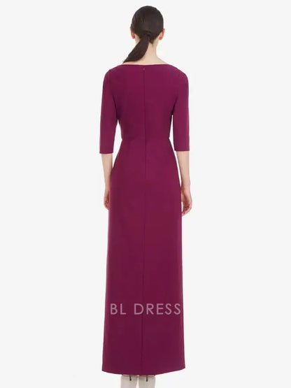 Sheath Half Sleeves Pleated Floor-Length Wedding Guest Dresses Mother of the Bride Dresse