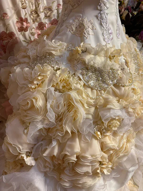 Gorgeous Strapless Ruffles Sweet 16 Quinceanera A-Line Evening Dress Ball Gown HZ1024