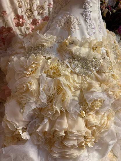 Gorgeous Strapless Ruffles Sweet 16 Quinceanera A-Line Evening Dress Ball Gown HZ1024