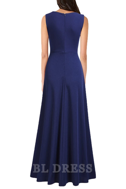A-line V Neck Sleeveless Split formal dresses Bridesmaid Dresses evening gown Prom Dress