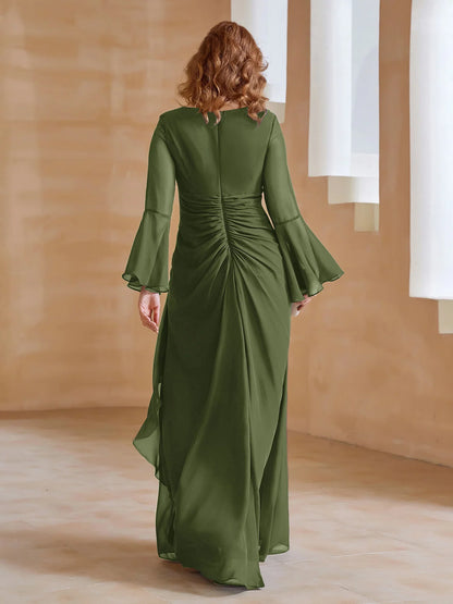 V-neck folds and mother of the bride dress