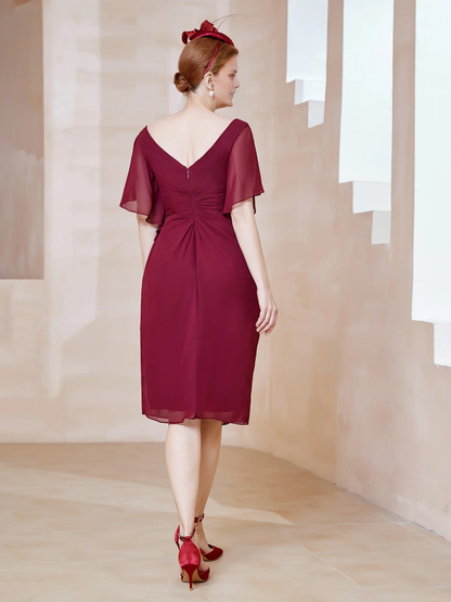 Floating sleeve V-neck sequin decal decoration for mother of the bride dress