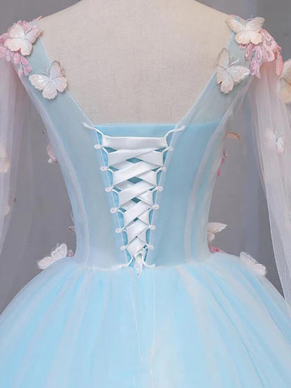 Elegant Tulle Butterfly Applique A-line Prom Dress, DB11032