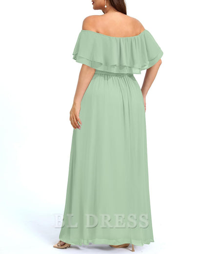 Plus Size A-line Off The Shoulder Chiffon formal dresses Bridesmaid Dresses evening gown Prom Dress