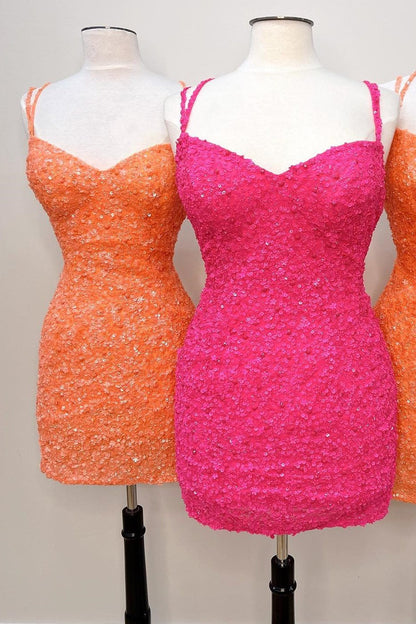 Pink Sequin Sweetheart Bodycon Homecoming Dress
