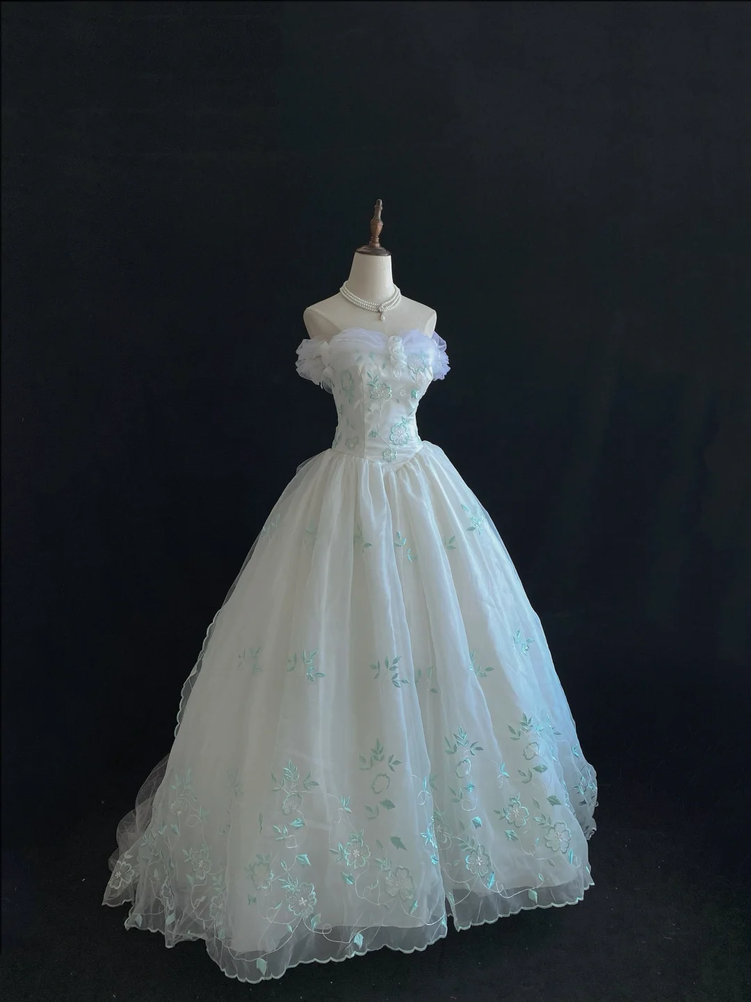 Fairy Strapless A-Line Tulle Embroidery Birthday Ball Gowns Quinceanera Dresses, HZ0319