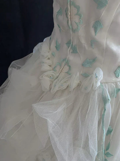 Retro Embroidery Off-the-shoulder Chiffon Tulle Sweet 16 Quinceanera A-Line Evening Dress Ball Gown HZ1024