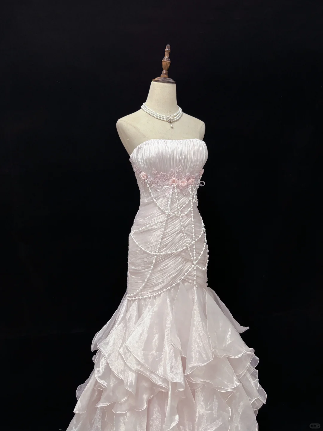 Light Pink Strapless Mermaid Chiffon Vintage Party Dresses Birthday Outfits, HZ0319