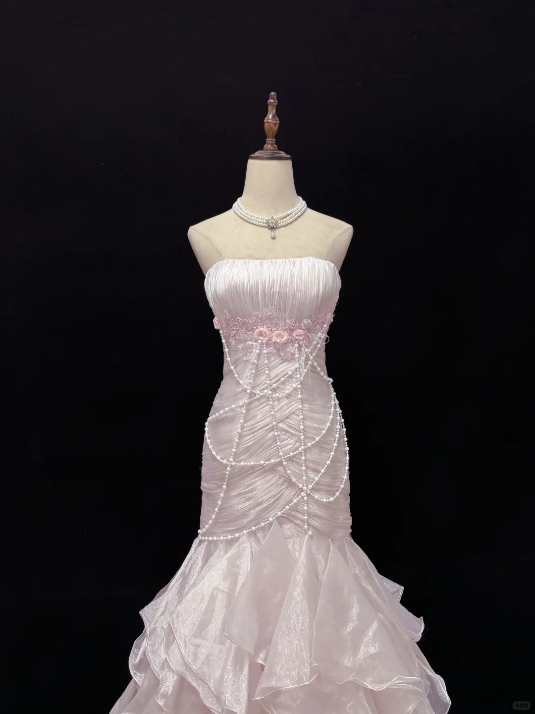 Light Pink Strapless Mermaid Chiffon Vintage Party Dresses Birthday Outfits, HZ0319