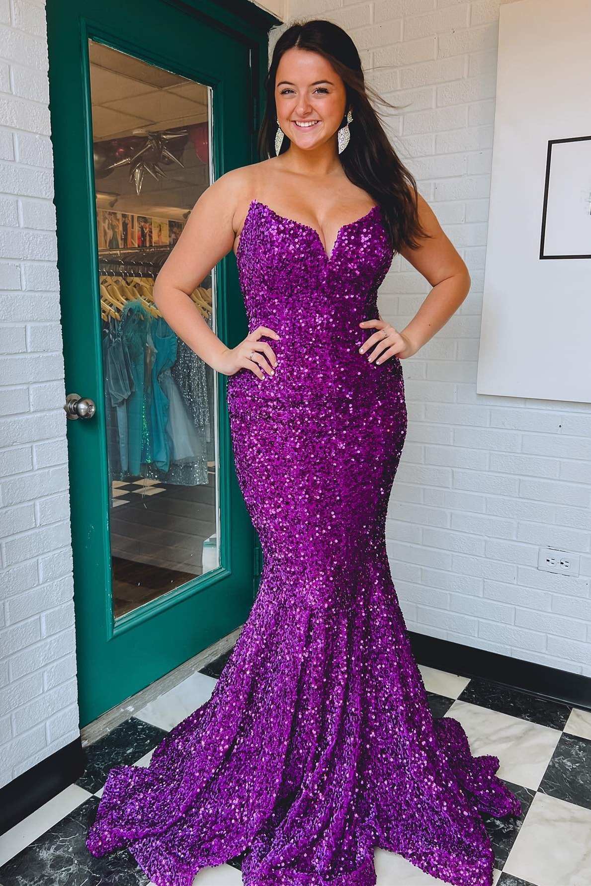 Red Sequins Trumpet Long Formal Dress with Sweetheart