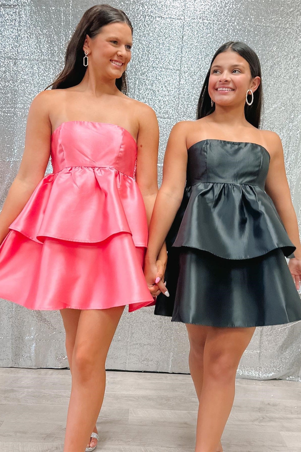 Black Strapless Multi-Layer Homecoming Dress