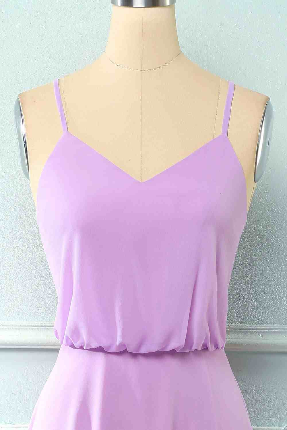 Light Purple Chiffon Straps Bridesmaid Dress