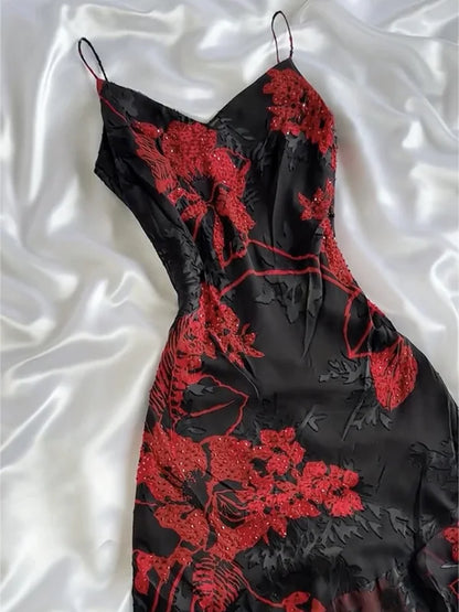 Vintage Beaded Applique Prom Dress Sheath Evening Dress Spaghetti Strap Fairy Dress HZ1024