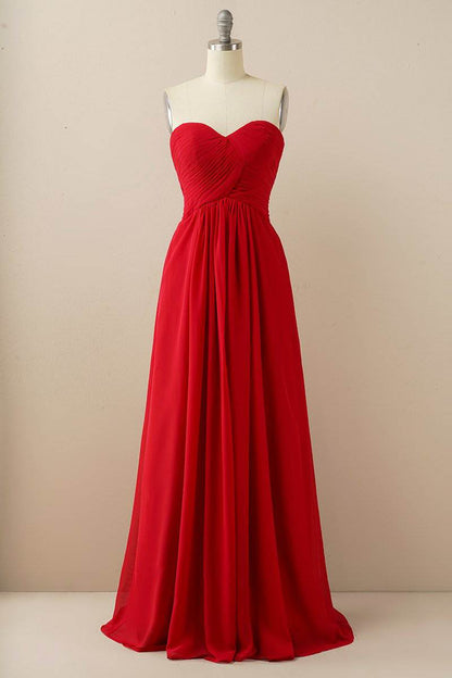 Burgundy Sweetheart Chiffon Bridesmaid Dress
