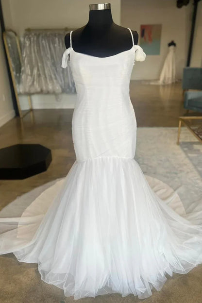 Cold-Shoulder Trumpet Long Bridal Gown