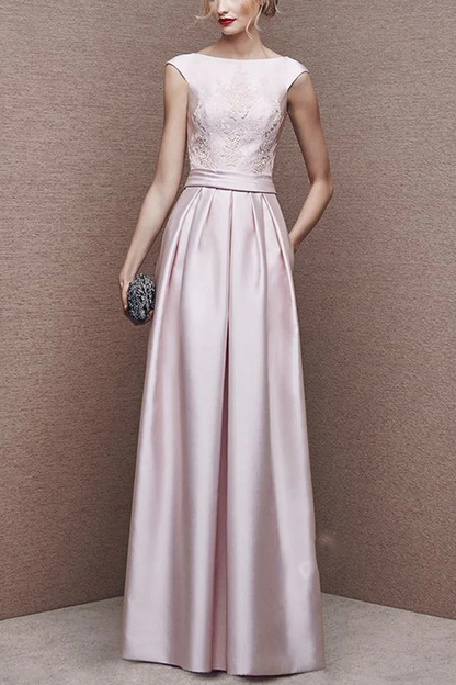 Spoon A-shaped sleeveless backless sticker mother of the bride dress