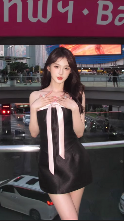 Elegant Satin Strapless High Waist Short Homecoming Dress Sweet 16 Birthday Party Dress with Bow HZ0319