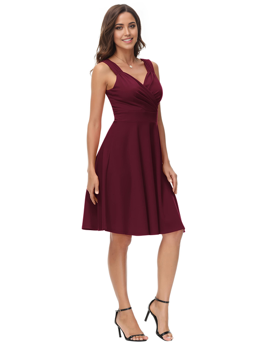 A-line V-Neck Sleeveless Tea Length formal dresses Bridesmaid Dresses evening gown Prom Dress