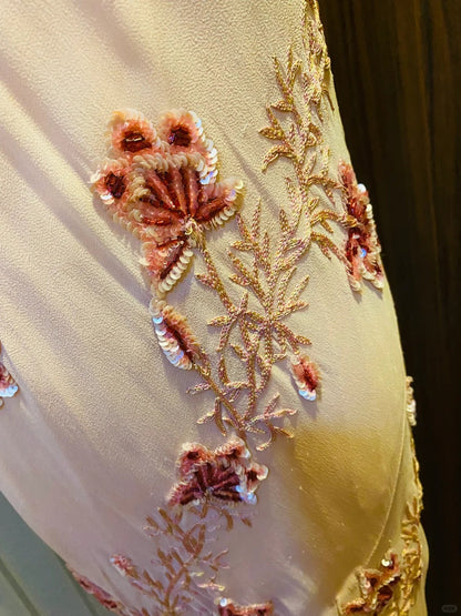 Sweet Pink Sequined Beaded Halter Chiffon Long Prom Dress Evening Dress cc5336