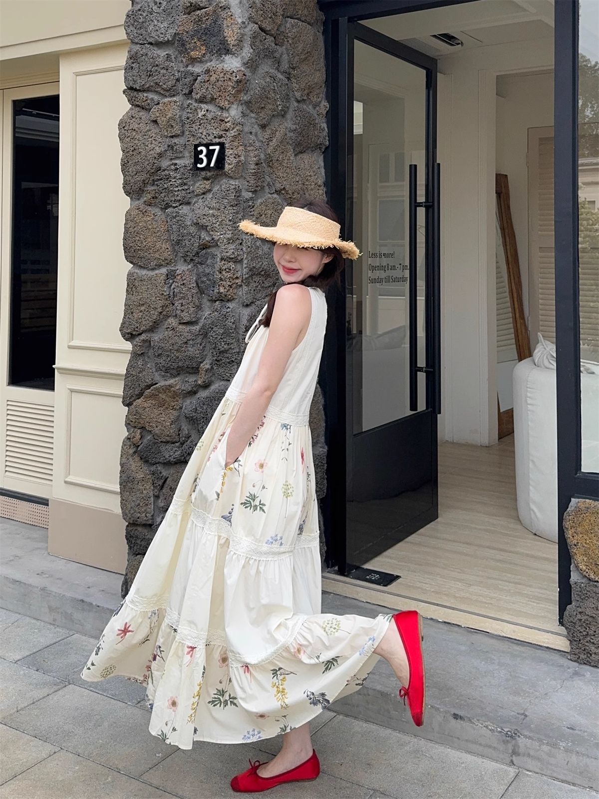 New Fashion Floral Design Beach Holiday A-line Sleeveless Vintage Dress HZ1024
