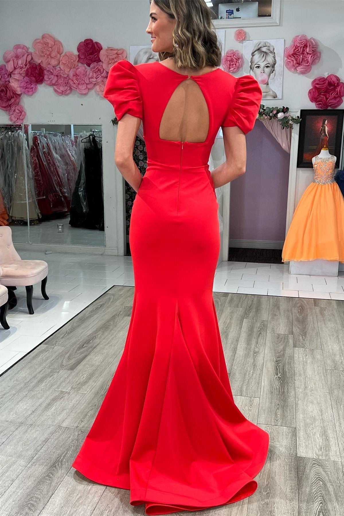 Elegant White Plunge V Cutout Back Mermaid Long Formal Dress