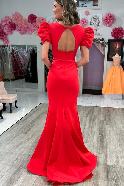Elegant White Plunge V Cutout Back Mermaid Long Formal Dress
